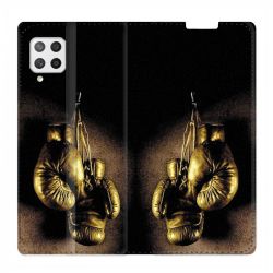 Housse Cuir Portefeuille Pour Samsung Galaxy A42 Boxe Gant Vintage