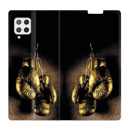 Housse Cuir Portefeuille Pour Samsung Galaxy A42 Boxe Gant Vintage