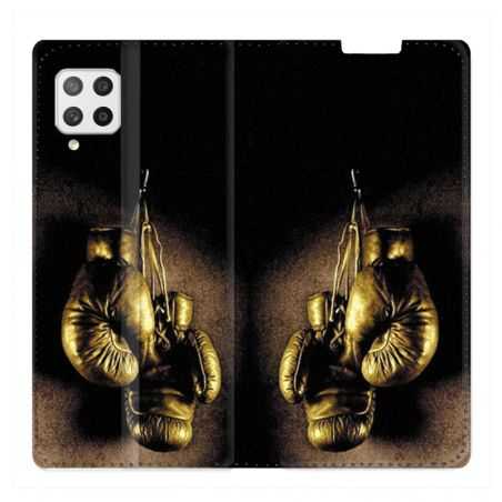 Housse Cuir Portefeuille Pour Samsung Galaxy A42 Boxe Gant Vintage