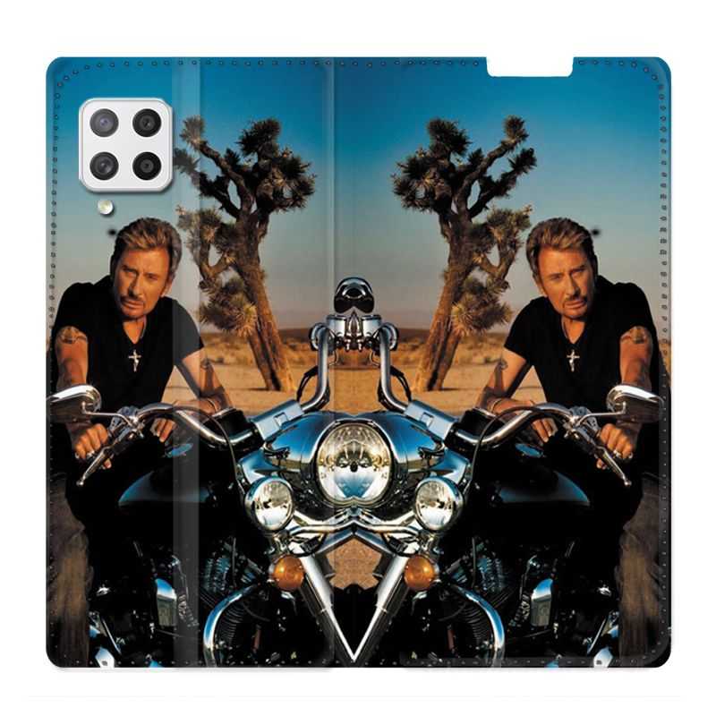 Housse Cuir Portefeuille Pour Samsung Galaxy A42 Johnny Hallyday Moto