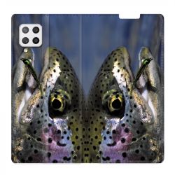 Housse Cuir Portefeuille Pour Samsung Galaxy A42 Peche Truite