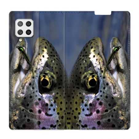 Housse Cuir Portefeuille Pour Samsung Galaxy A42 Peche Truite