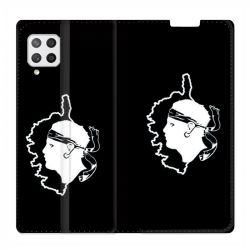 Housse Cuir Portefeuille Pour Samsung Galaxy A42 Corse Noir