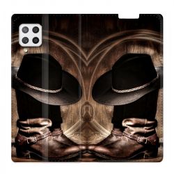 Housse Cuir Portefeuille Pour Samsung Galaxy A42 Cow Boy Chapeau