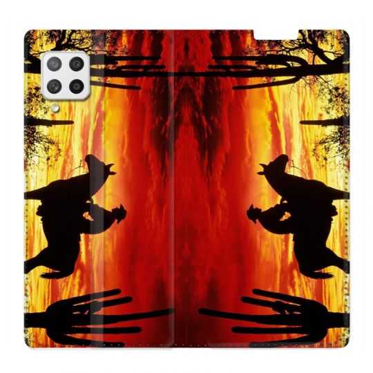 Housse Cuir Portefeuille Pour Samsung Galaxy A42 Cow Boy Soleil