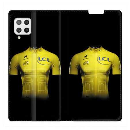 Housse Cuir Portefeuille Pour Samsung Galaxy A42 Cyclisme Maillot Jaune