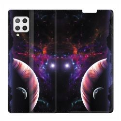 Housse Cuir Portefeuille Pour Samsung Galaxy A42 Planete Rouge