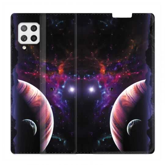 Housse Cuir Portefeuille Pour Samsung Galaxy A42 Planete Rouge