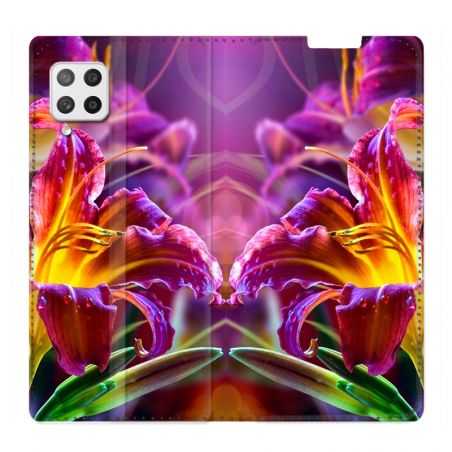 Housse Cuir Portefeuille Pour Samsung Galaxy A42 Fleur Lys Color