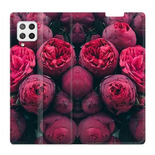 Housse Cuir Portefeuille Pour Samsung Galaxy A42 Fleur Pivoine