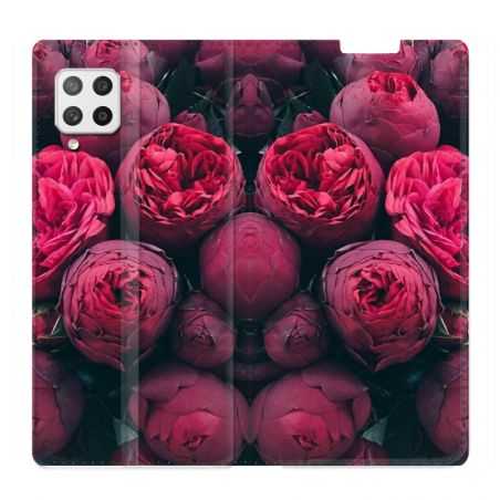 Housse Cuir Portefeuille Pour Samsung Galaxy A42 Fleur Pivoine
