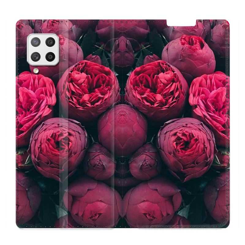 Housse Cuir Portefeuille Pour Samsung Galaxy A42 Fleur Pivoine