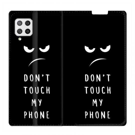 Housse Cuir Portefeuille Pour Samsung Galaxy A42 Humour Don't Touch