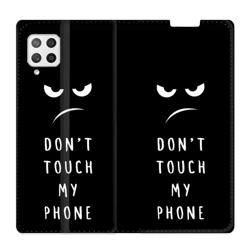 Housse Cuir Portefeuille Pour Samsung Galaxy A42 Humour Don't Touch