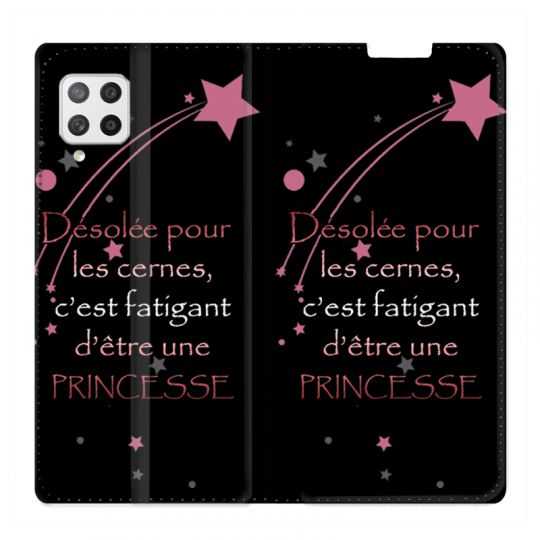 Housse Cuir Portefeuille Pour Samsung Galaxy A42 Humour Princesse