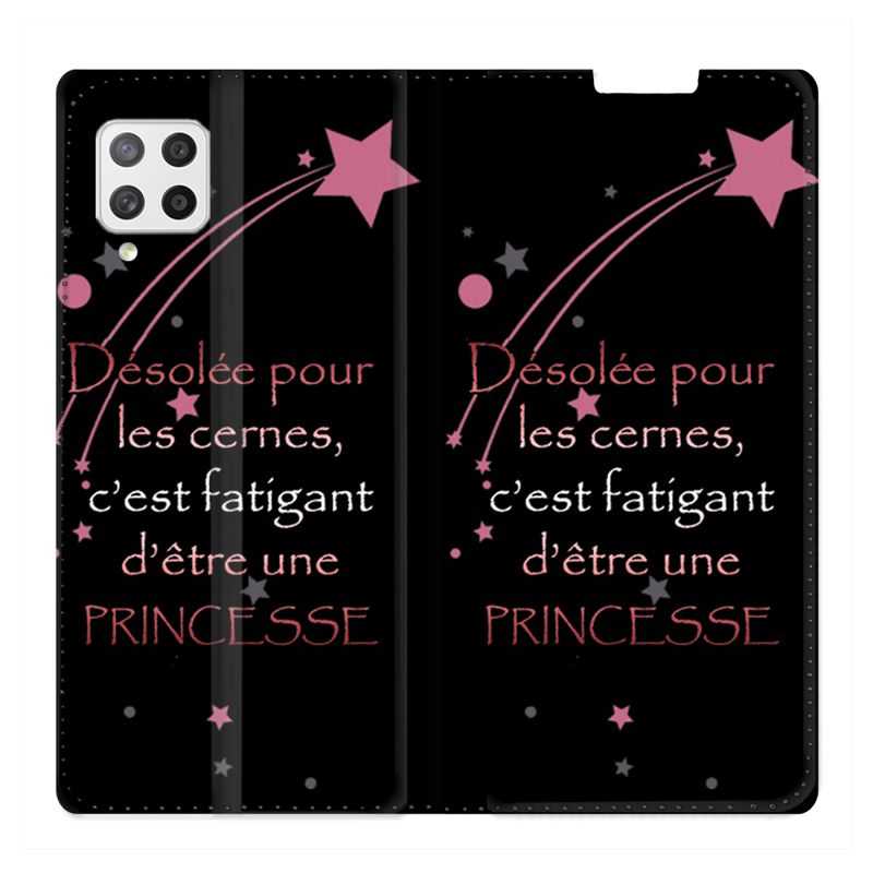 Housse Cuir Portefeuille Pour Samsung Galaxy A42 Humour Princesse