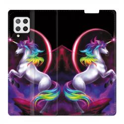 Housse Cuir Portefeuille Pour Samsung Galaxy A42 Licorne Arc en ciel