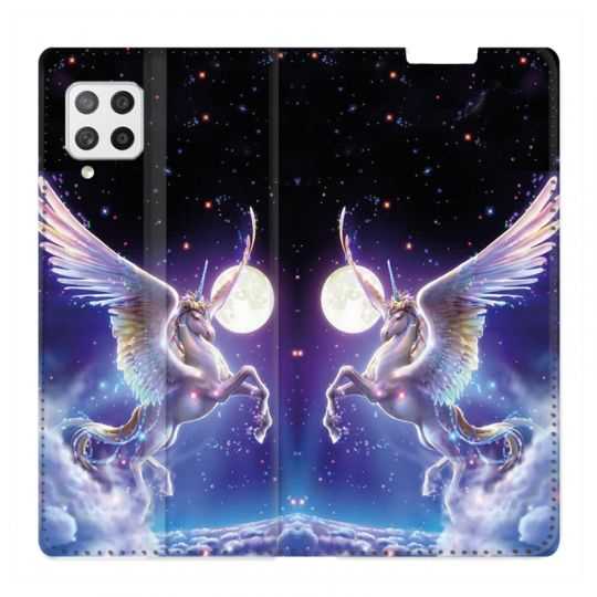 Housse Cuir Portefeuille Pour Samsung Galaxy A42 Licorne Céleste