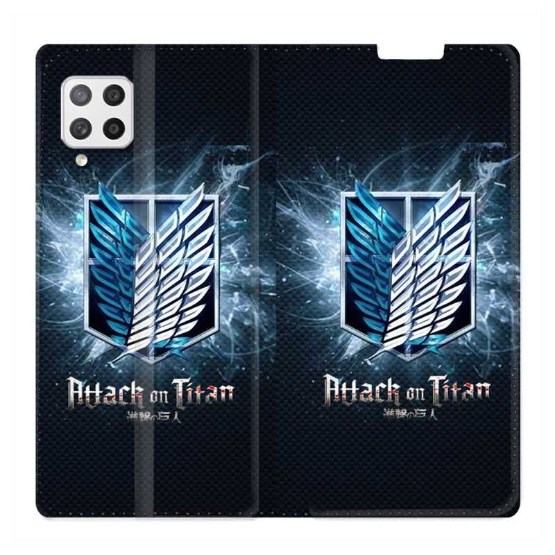 Housse Cuir Portefeuille Pour Samsung Galaxy A42 Manga Attaque Titans Noir