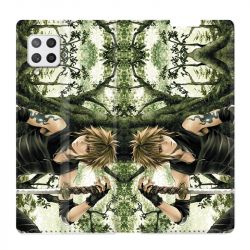 Housse Cuir Portefeuille Pour Samsung Galaxy A42 Manga Bois