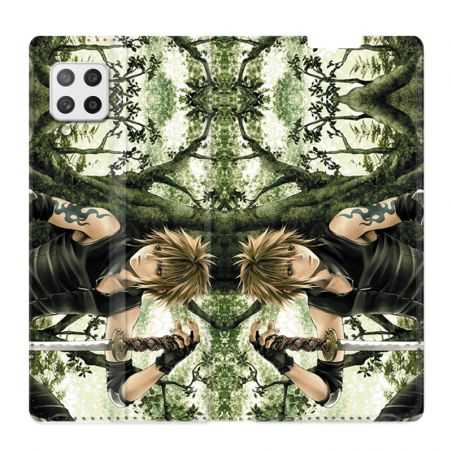 Housse Cuir Portefeuille Pour Samsung Galaxy A42 Manga Bois