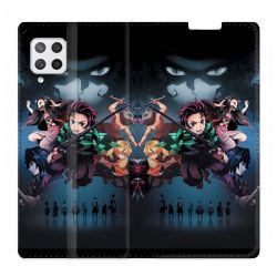 Housse Cuir Portefeuille Pour Samsung Galaxy A42 Manga Demon Slayer Noir