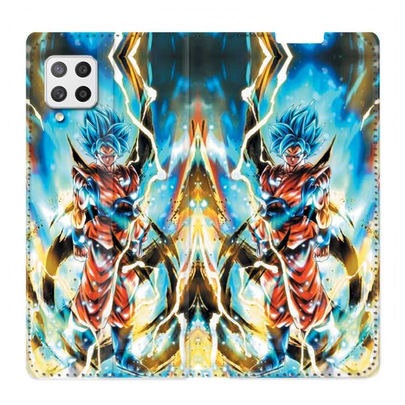 Housse Cuir Portefeuille Pour Samsung Galaxy A42 Manga Dragon Ball Sangoku Blanc