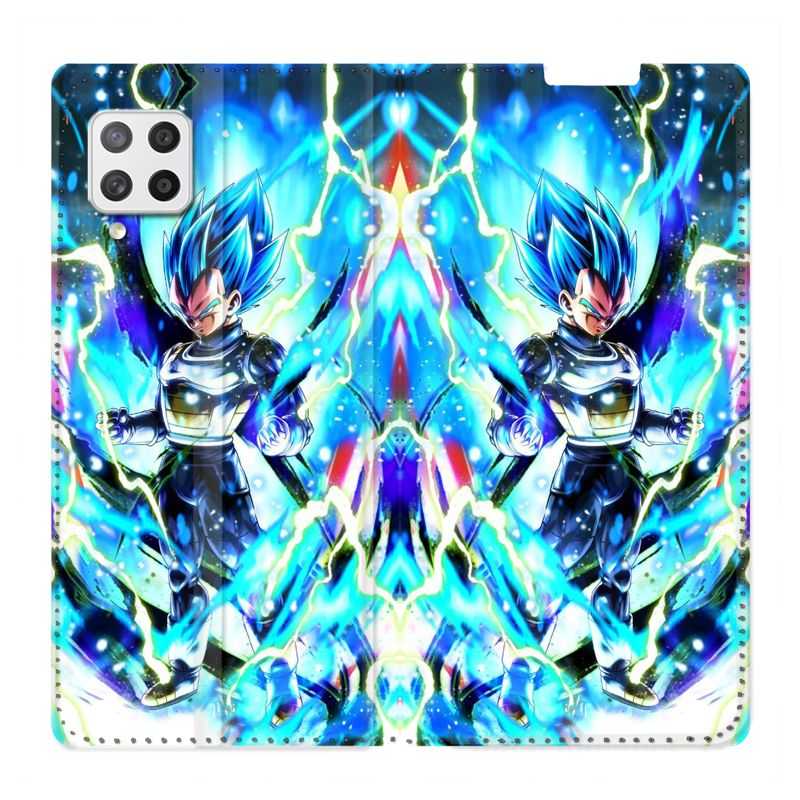 Housse Cuir Portefeuille Pour Samsung Galaxy A42 Manga Dragon Ball Vegeta Bleu