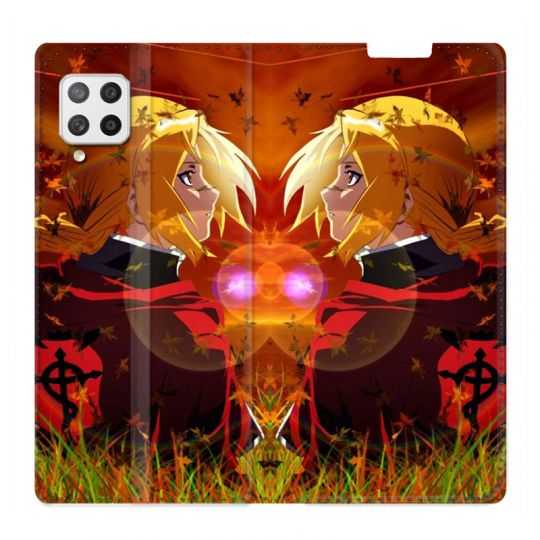 Housse Cuir Portefeuille Pour Samsung Galaxy A42 Manga Fullmetal Alchemist Rouge