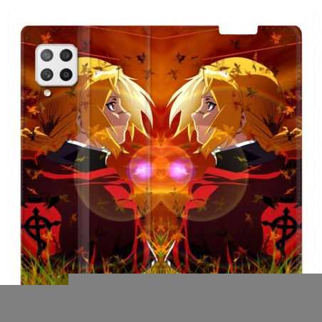 Housse Cuir Portefeuille Pour Samsung Galaxy A42 Manga Fullmetal Alchemist Rouge