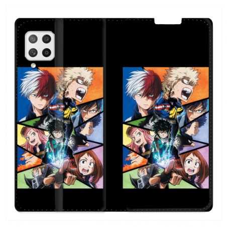 Housse Cuir Portefeuille Pour Samsung Galaxy A42 Manga My Hero Academia Noir