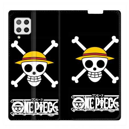 Housse Cuir Portefeuille Pour Samsung Galaxy A42 Manga One Piece Tete de Mort