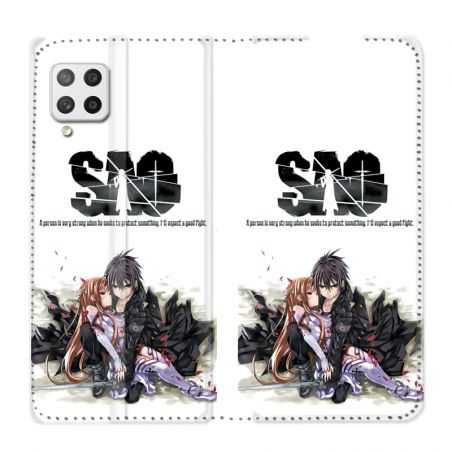 Housse Cuir Portefeuille Pour Samsung Galaxy A42 Manga SAO sword Art Online Blanc