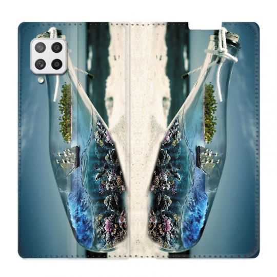 Housse Cuir Portefeuille Pour Samsung Galaxy A42 Mer Bouteille