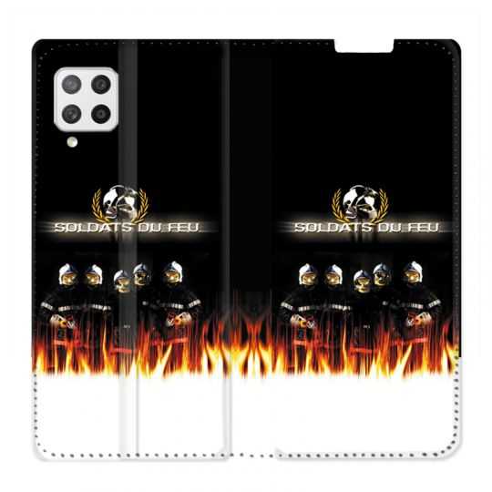 Housse Cuir Portefeuille Pour Samsung Galaxy A42 Pompier Soldat