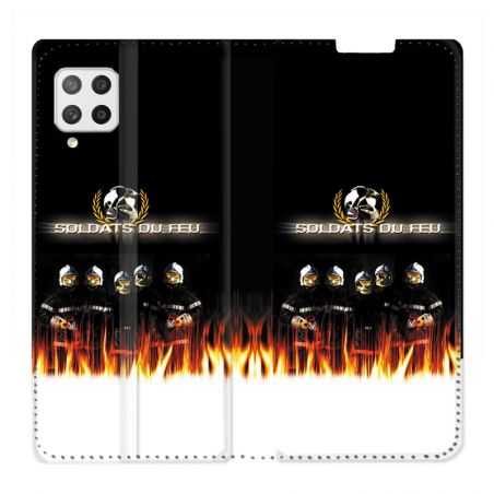 Housse Cuir Portefeuille Pour Samsung Galaxy A42 Pompier Soldat