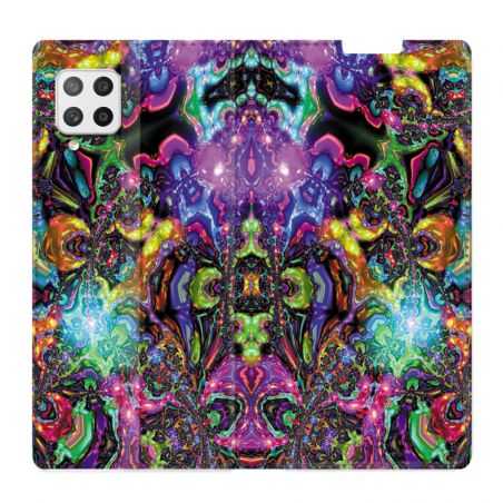 Housse Cuir Portefeuille Pour Samsung Galaxy A42 Psychedelic Colore