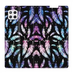 Housse Cuir Portefeuille Pour Samsung Galaxy A42 Psychedelic Plume