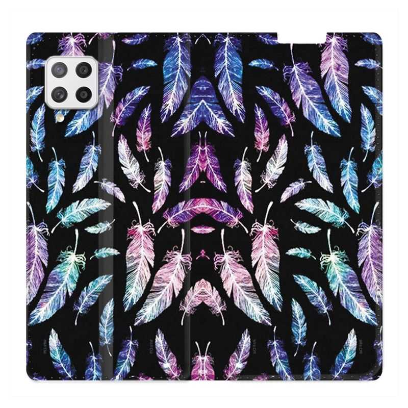Housse Cuir Portefeuille Pour Samsung Galaxy A42 Psychedelic Plume