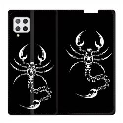 Housse Cuir Portefeuille Pour Samsung Galaxy A42 Scorpion Noir
