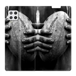 Housse Cuir Portefeuille Pour Samsung Galaxy A42 Rugby Ballon Vintage