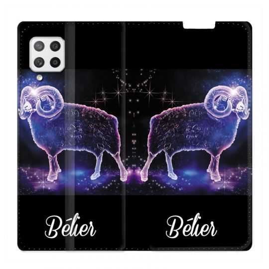 Housse Cuir Portefeuille Pour Samsung Galaxy A42 Signe Zodiaque 2 Bélier