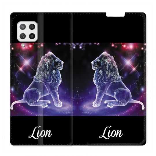 Housse Cuir Portefeuille Pour Samsung Galaxy A42 Signe Zodiaque 2 Lion