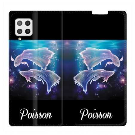Housse Cuir Portefeuille Pour Samsung Galaxy A42 Signe Zodiaque 2 Poisson