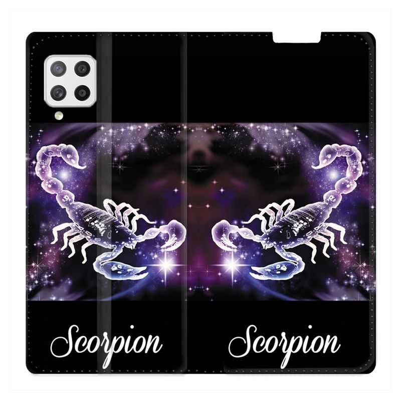 Housse Cuir Portefeuille Pour Samsung Galaxy A42 Signe Zodiaque 2 Scorpion