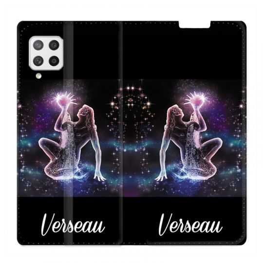 Housse Cuir Portefeuille Pour Samsung Galaxy A42 Signe Zodiaque 2 Verseau