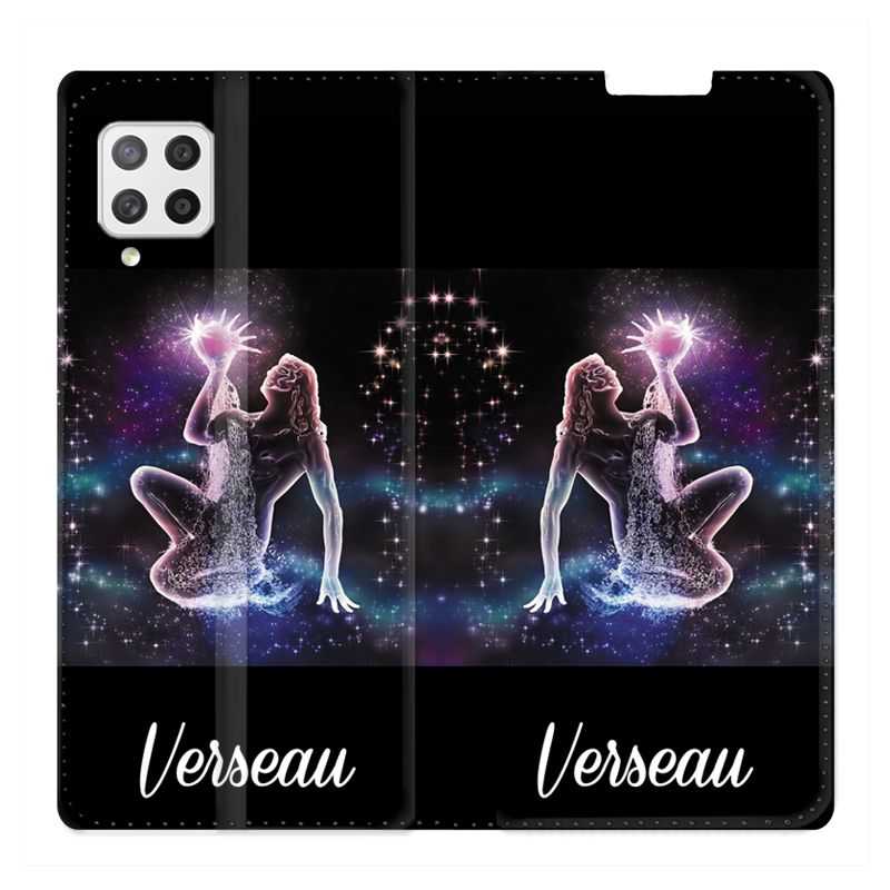 Housse Cuir Portefeuille Pour Samsung Galaxy A42 Signe Zodiaque 2 Verseau