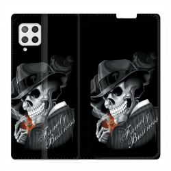 Housse Cuir Portefeuille Pour Samsung Galaxy A42 Tete de Mort family business