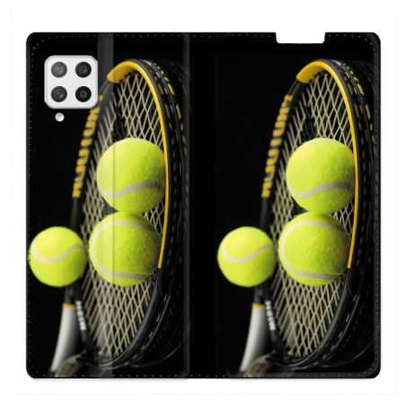 Housse Cuir Portefeuille Pour Samsung Galaxy A42 Tennis Balls