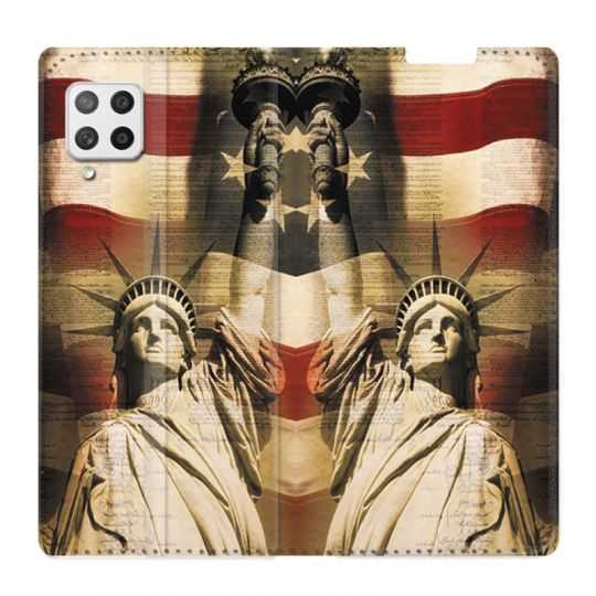 Housse Cuir Portefeuille Pour Samsung Galaxy A42 Amerique USA Statue liberté
